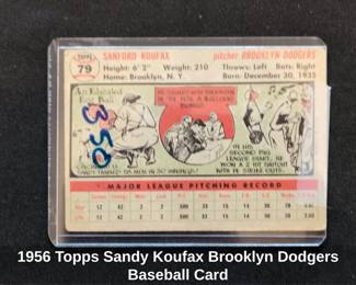 Topps Sandy Koufax Brooklyn Dodgers Baseball Card second image