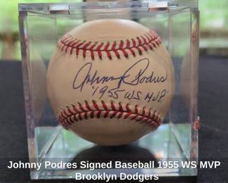 Johnny Podres Signed Baseball WS MVP Brooklyn Dodgers
