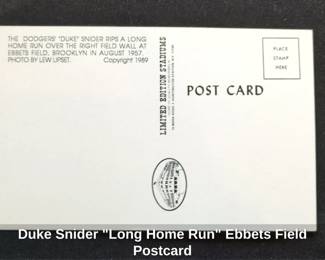 Duke Snider Long Home Run Ebbets Field Postcard second image