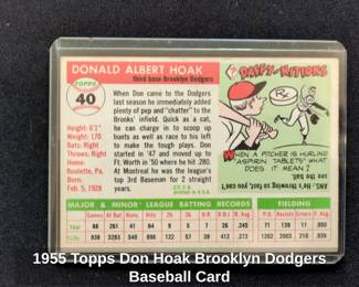 Topps Don Hoak Brooklyn Dodgers Baseball Card second image