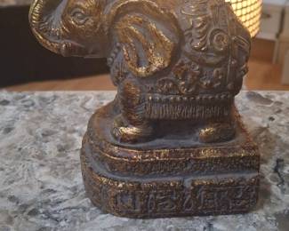 Ornate Elephant Figurine with Inscribed Base