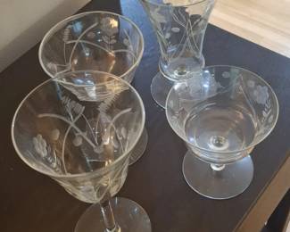 Princess House Heritage Etched Crystal Stemware Set