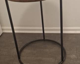Round Wood Top Side Table with Metal Base