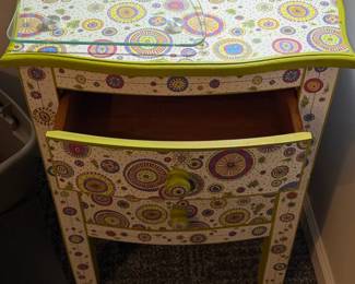Whimsical Folk Art Style Decoupaged Nightstand or End Table second image