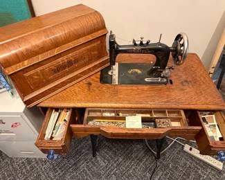 New Home New Home Treadle Sewing Machine with Oak Cabinet second image