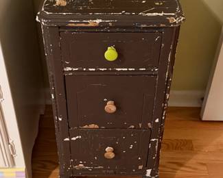 Distressed Wood Nightstand with Three Drawers