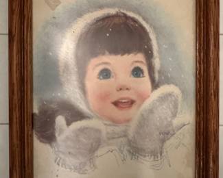 Vintage Little Girl in Snow Print by Frances Hook