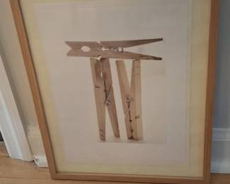 Framed Photograph of Wooden Clothespins by Milija Beli