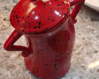 Red Speckled Ceramic Pot with Attitude