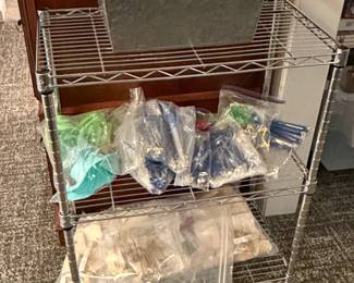 Chrome Wire Shelving Unit with Galvanized Bin
