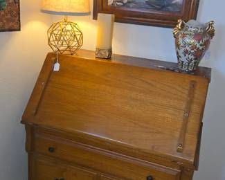 Oak drop front desk