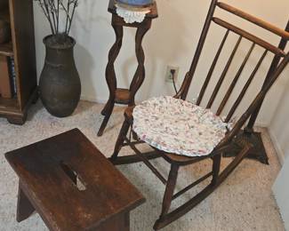 Antique rocker & stool