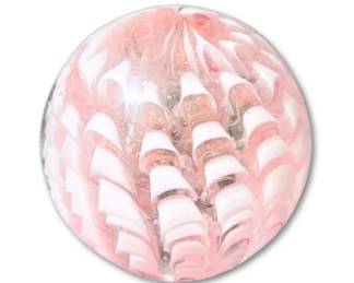 Pink  White Art Glass Paperweight