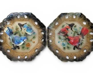Two Decorative Wall Hanging 3D Bird Plates