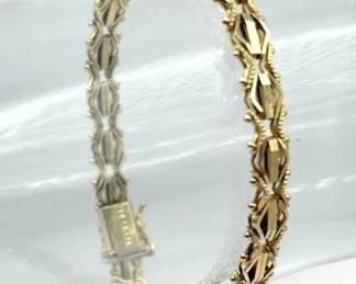 14k Gold Link Art Deco Style Bracelet 9.34g
