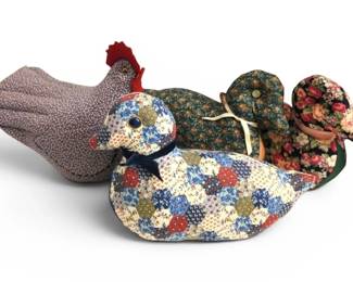 Handmade Chicken Doorstop  Fabric Ducks