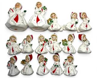 White Dress Ceramic Christmas Angel Figurines