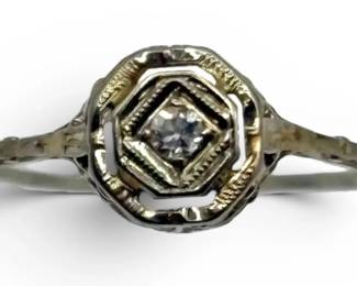14k Gold Art Deco Diamond Ring 1.12g