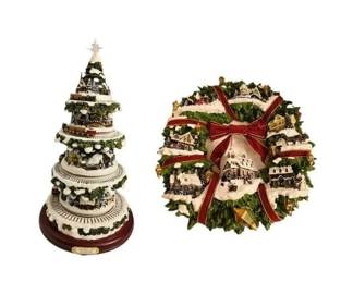 Thomas Kincaid Wonderland Express Christmas Tree Train  Christmas Village Wreath