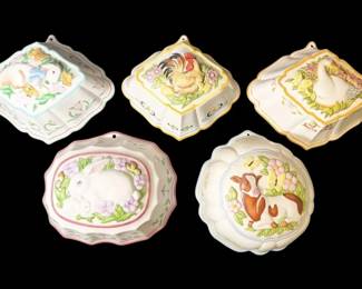1986 Franklin Mint Le Cordon Bleu Ceramic Animal Molds  Lamb, Cow,  More