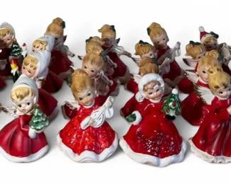 33 Small Ceramic Christmas Angel Figurines