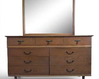 MCM Wooden Dresser w Mirror by Drew
