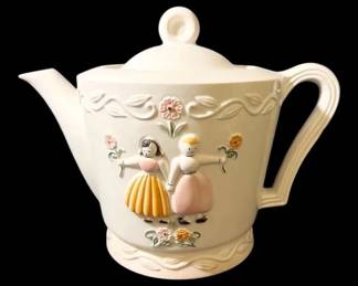 1940s White Vitreous Porcelain China Teapot