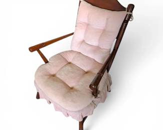 Wood Ladder back Chair w Pink Cushions