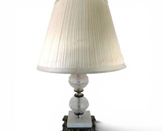 Glass Table Lamp w Marble  GoldToned Base