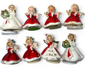 Ceramic Christmas Angel Figurines Music Boxes