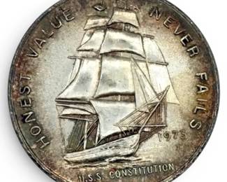1 Troy Oz Pure Silver Round  1973 U.S.S. Constitution