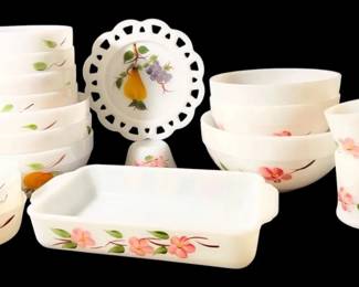 Fire King Peach Blossom Bowl Set, Baking Dish  More