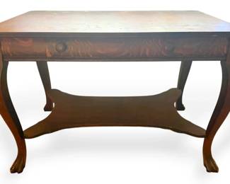 Dark Wood Table With Single Drawer