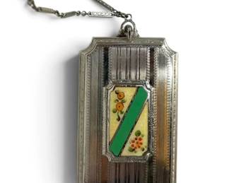 Antique 1920s Art Deco SilverPlated Compact