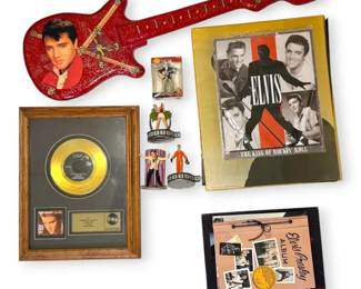 Elvis Presley Memorabilia  Guitar Clock, Commemorative Record, Posters, Books, Figurines,  More