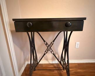 Small table made with old Singer sewing machine base