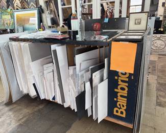 Bainbridge work tables, assorted matte board