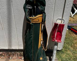 Vintage Golf Bag with golf clubs and golf balls