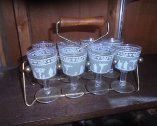 Mid century glasses and rack