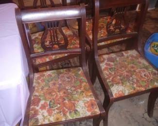 set of 4 Duncan Phyfe lyre back chairs