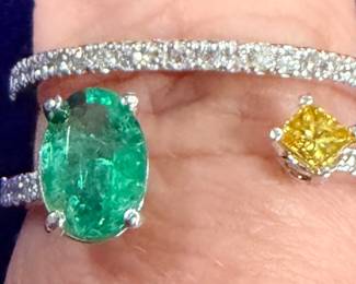 Emerald and diamond ring