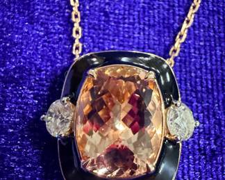 Morganite and diamond necklace