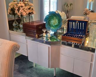 Misc glassware floral and silverware
