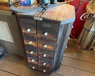 ANTIQUE OCTAGONAL MULTI DRAWER CABINET
