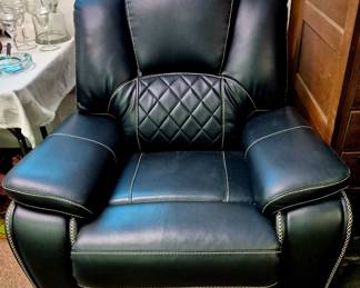 Black leather powered adjustable chair