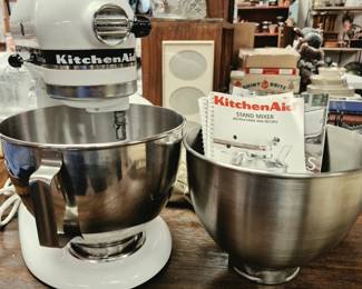 Kitchen appliances.  "Kitchen Aid" mixer w/ 2 bowls and attachments 