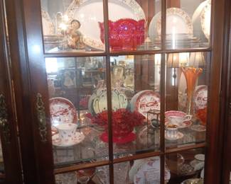 17 pcs Noritake #175 White & Gold, carnival glass, Fenton cranberry glass bowl