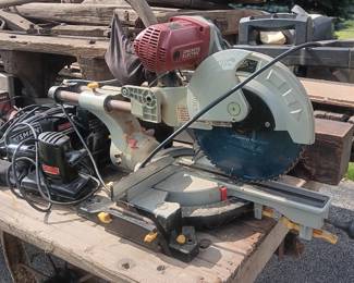 compound miter saw, lots of corded tools
