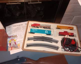HO train set, bb guns