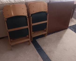 vintage wood folding chairs, card tables